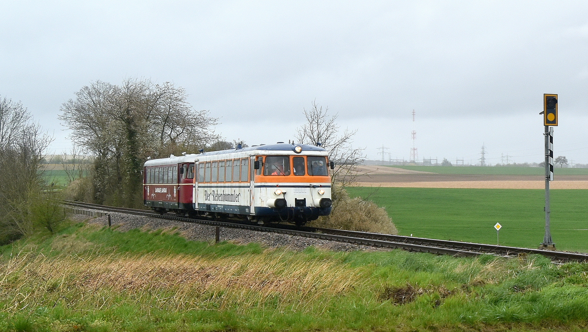 Krebsbachtalbahn mit Rebenbummler bei Siegelsbach 1.4.2024