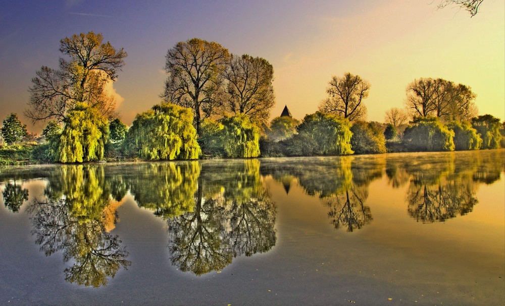 Krefeld Burg Linn, in der frühen Morgenstunde