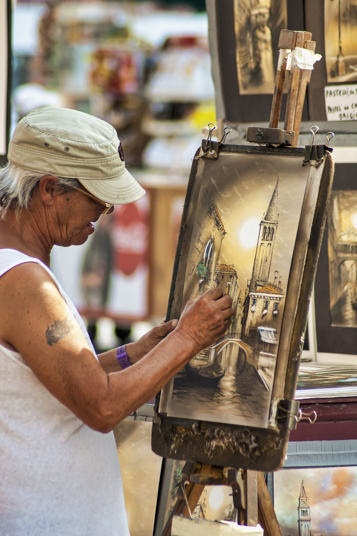 Kreidemaler auf Venedig
