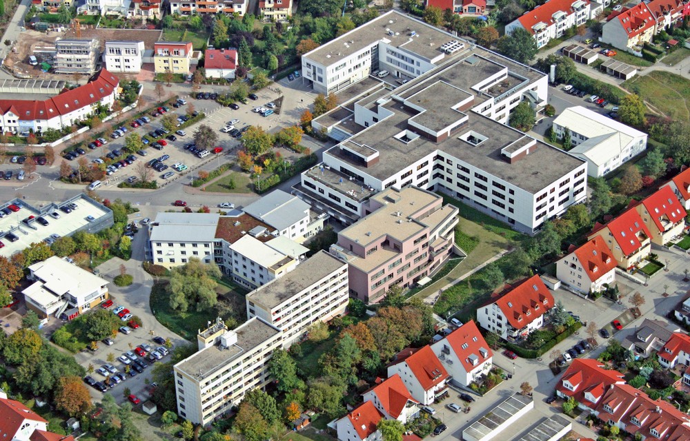 Kreiskrankenhaus Schwetzingen,Luftbild aus 700 m Höhe