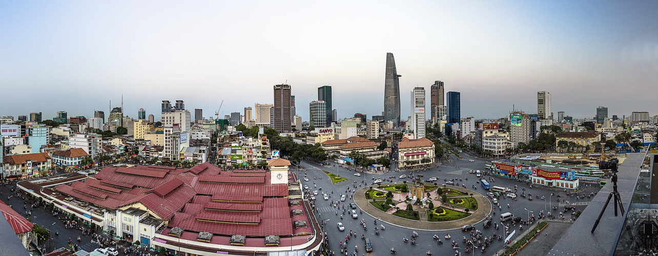 Kreisverkehr am Ben Thanh Markt von oben