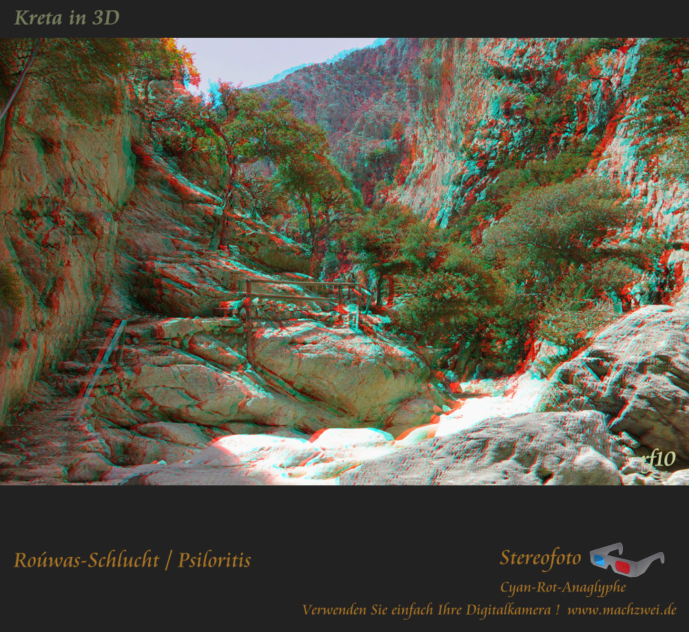 Kreta in 3D : In der Rouwas-Schlucht am Psiloritis - Anaglyphe