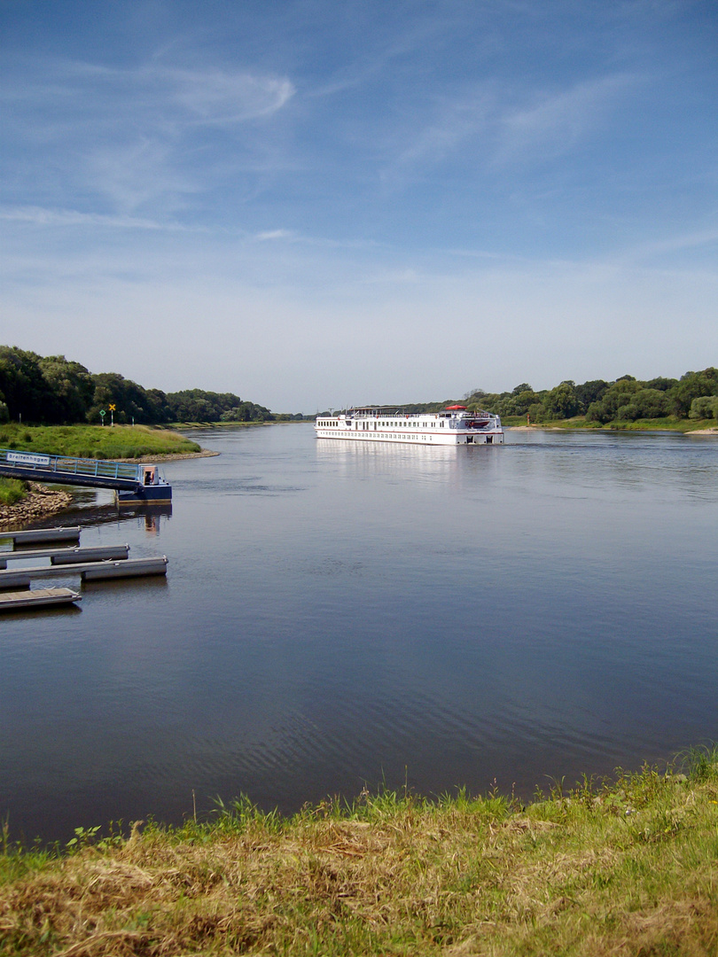 Kreuzfahrtschiffe gibt es auch auf der Elbe...