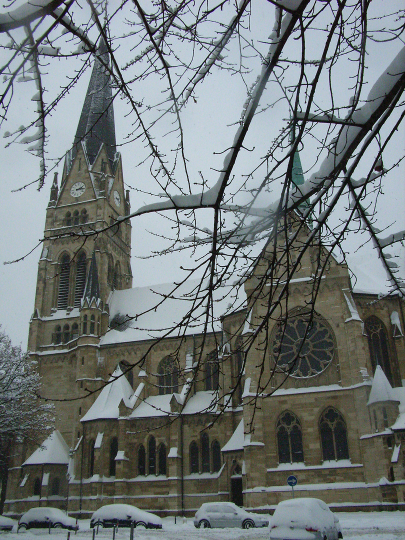 Kreuzkirche Münster im Schnee