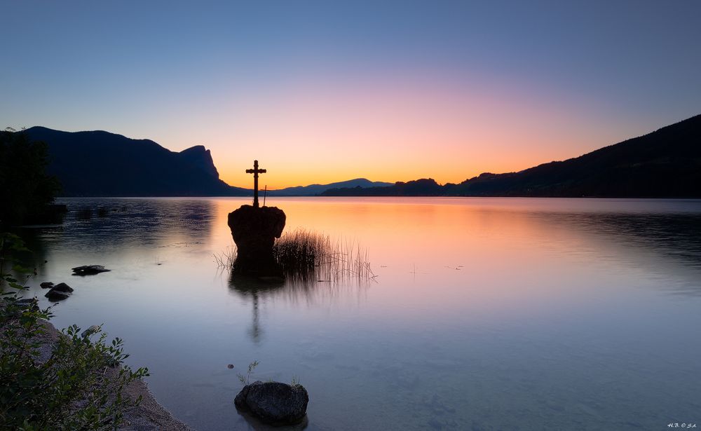 Kreuzstein Foto & Bild sonnenuntergang, wasser, see Bilder auf