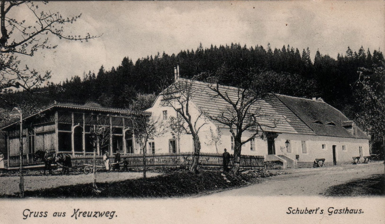 Kreuzweg in Böhmen "Schubert's Gasthaus" um 1905