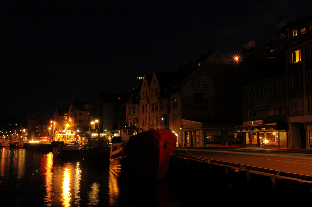 Kristiansund harbour by night