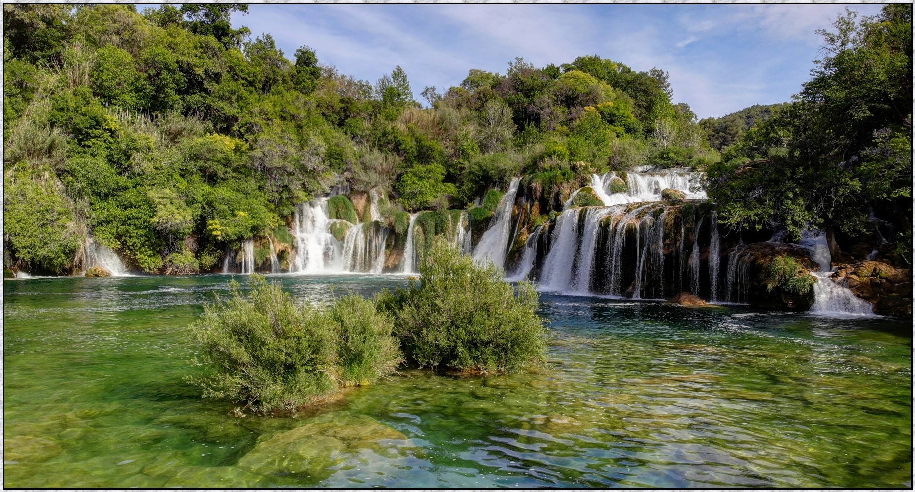 Krka Wasserfälle im gleichnamigen Nationalpark; Kroatien Camper-Reise Mai 2019