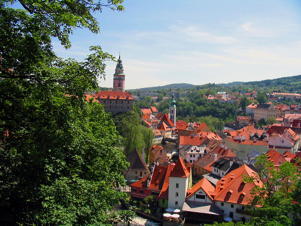 Krumau an der Moldau von oben.