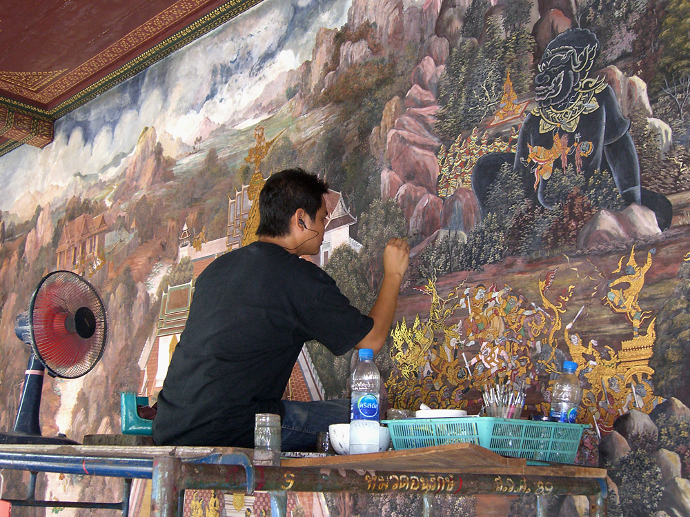 Künstler bei der Arbeit - Tempel in Bangkok