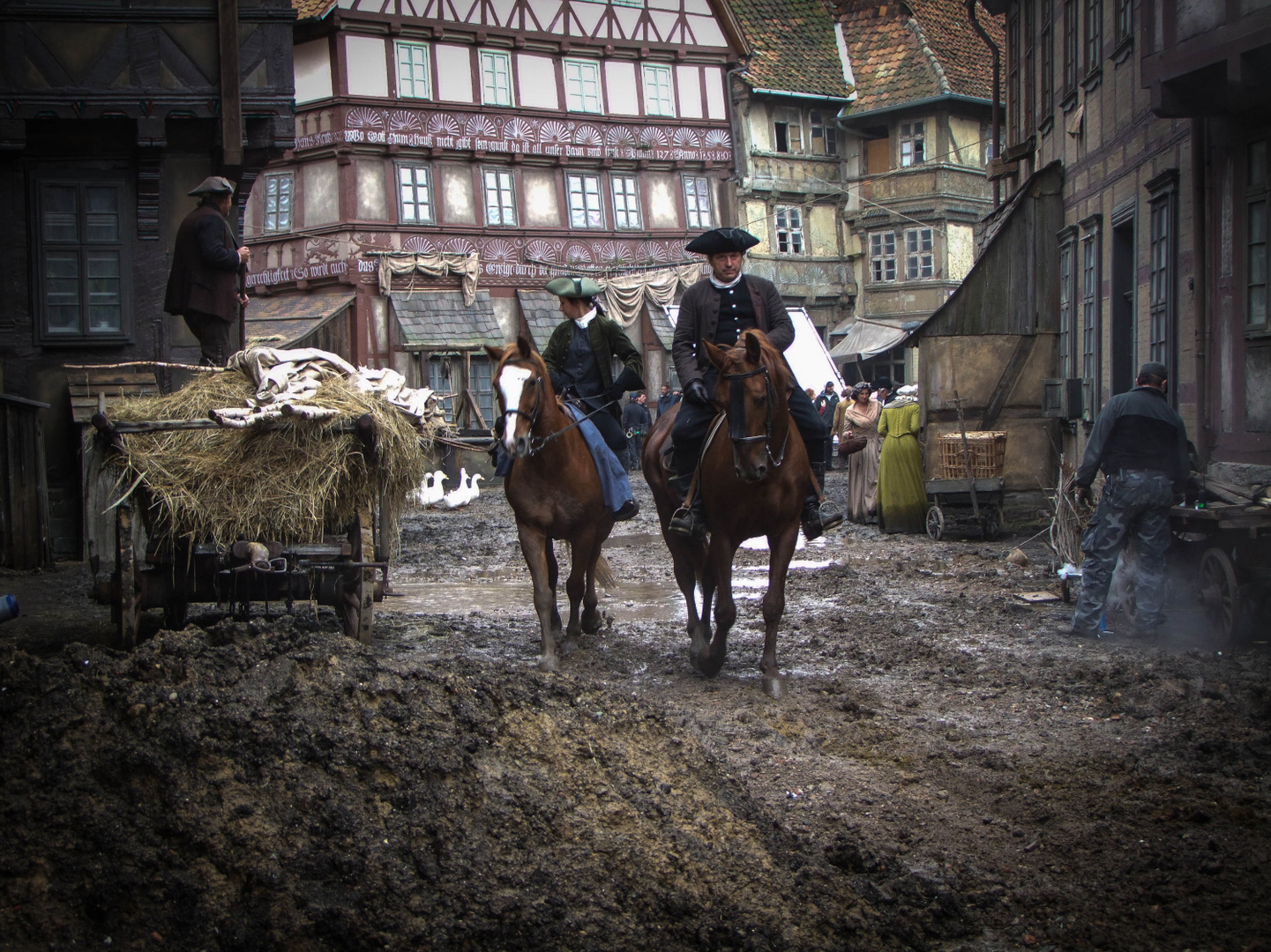 Kulisse bei den Dreharbeiten zum Goethefilm in Osterwieck