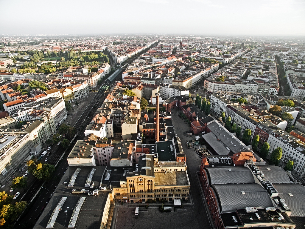 Kulturbrauerei Berlin, Prenzlauer Berg, Luftbildaufnahme