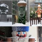 Kunstgesichter im Chemnitzer Schnee