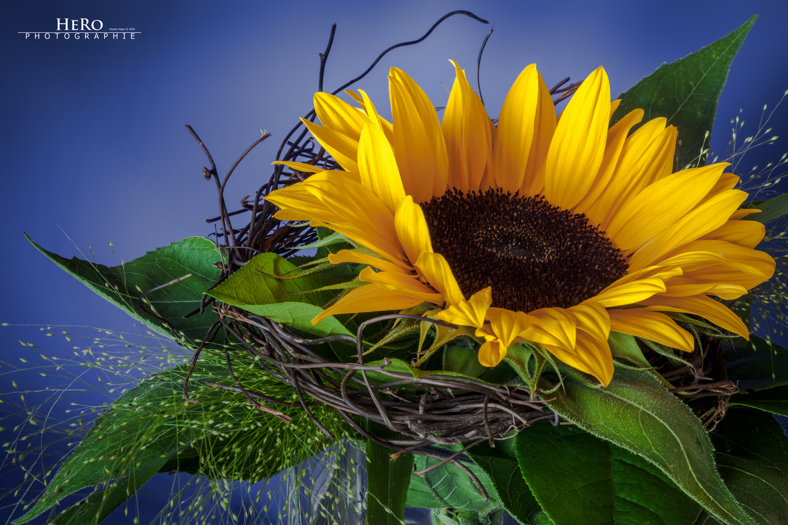 kunstvoll gebundene Sonnenblume