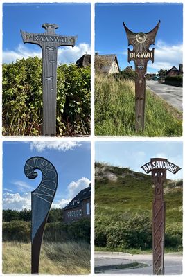 kunstvolle Straßenschilder in Rantum