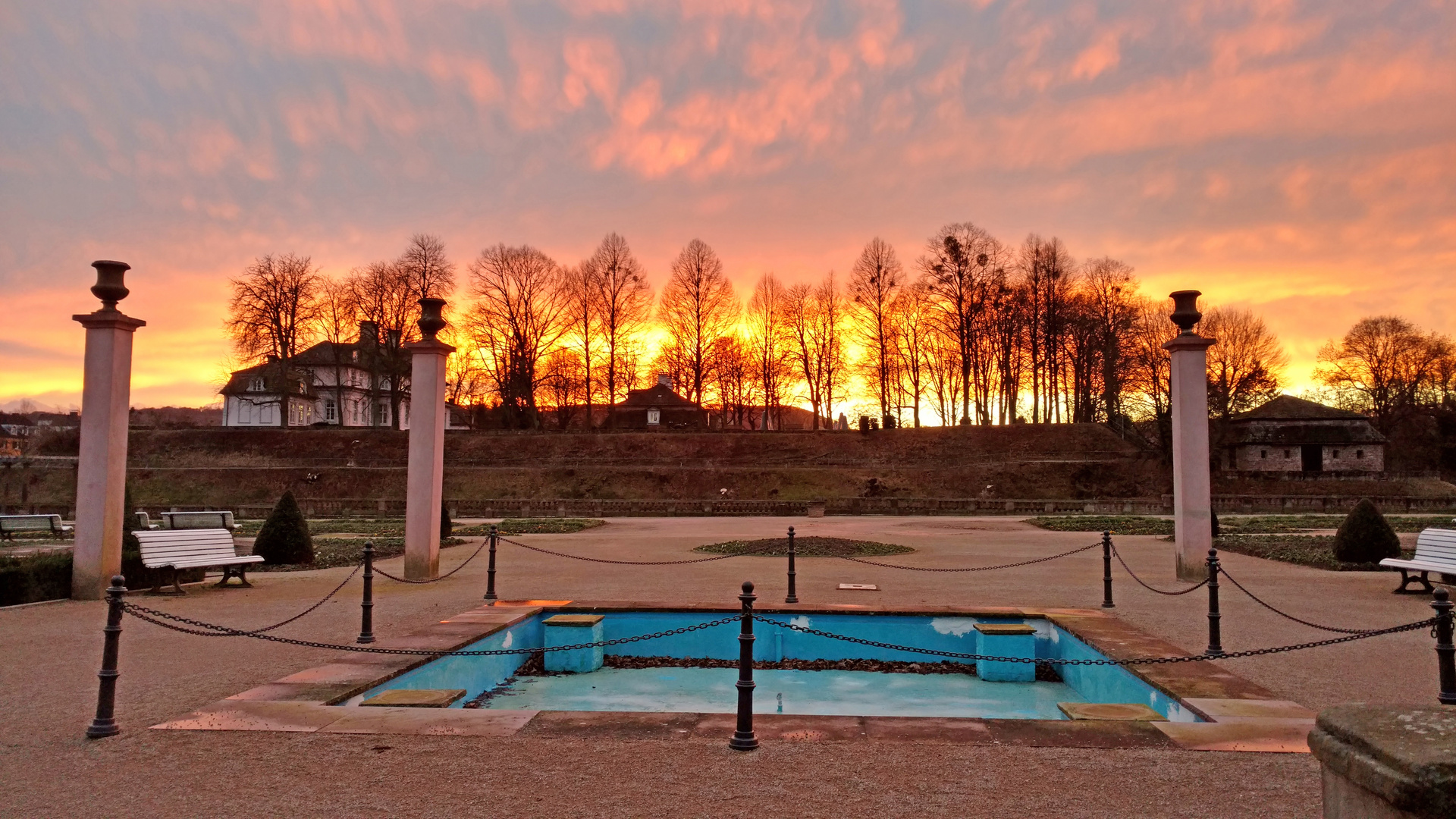 Kurpark im Winter Blick auf Schloss 2016