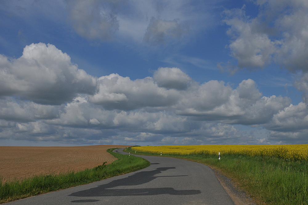 Kurven, Raps, Wolken - und ohne Regen 