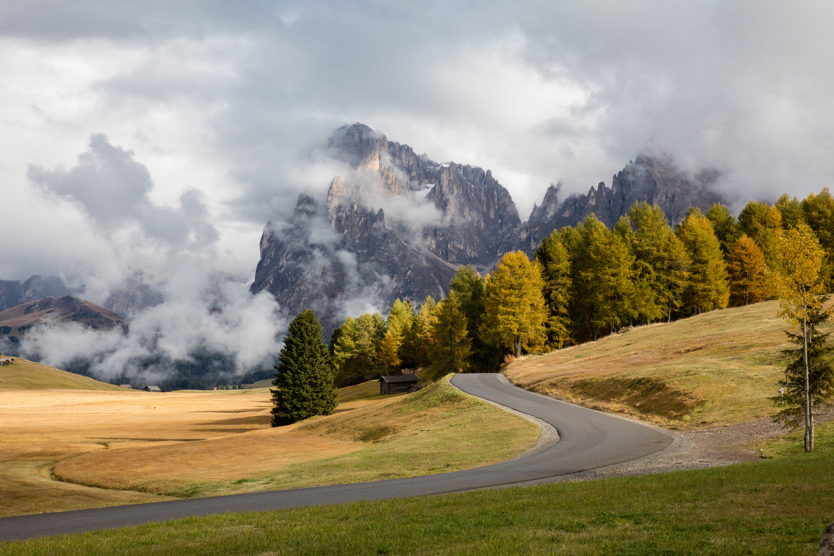 kurviges Sträßchen auf der Seiser Alm