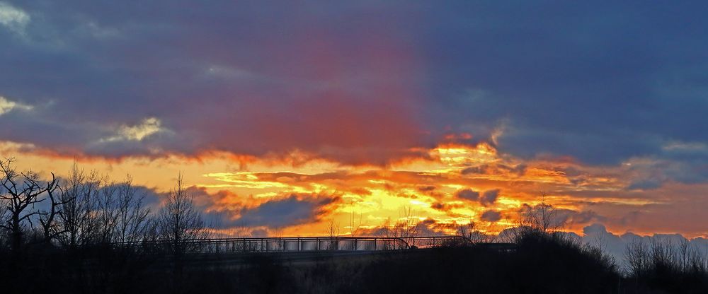 Kurz vor dem Sonnenaufgang am 25.02. 2022  bei einer Brücke über die Autobahn..