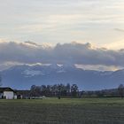 Kurz vor Rosenheim von Norden endlich die Alpen