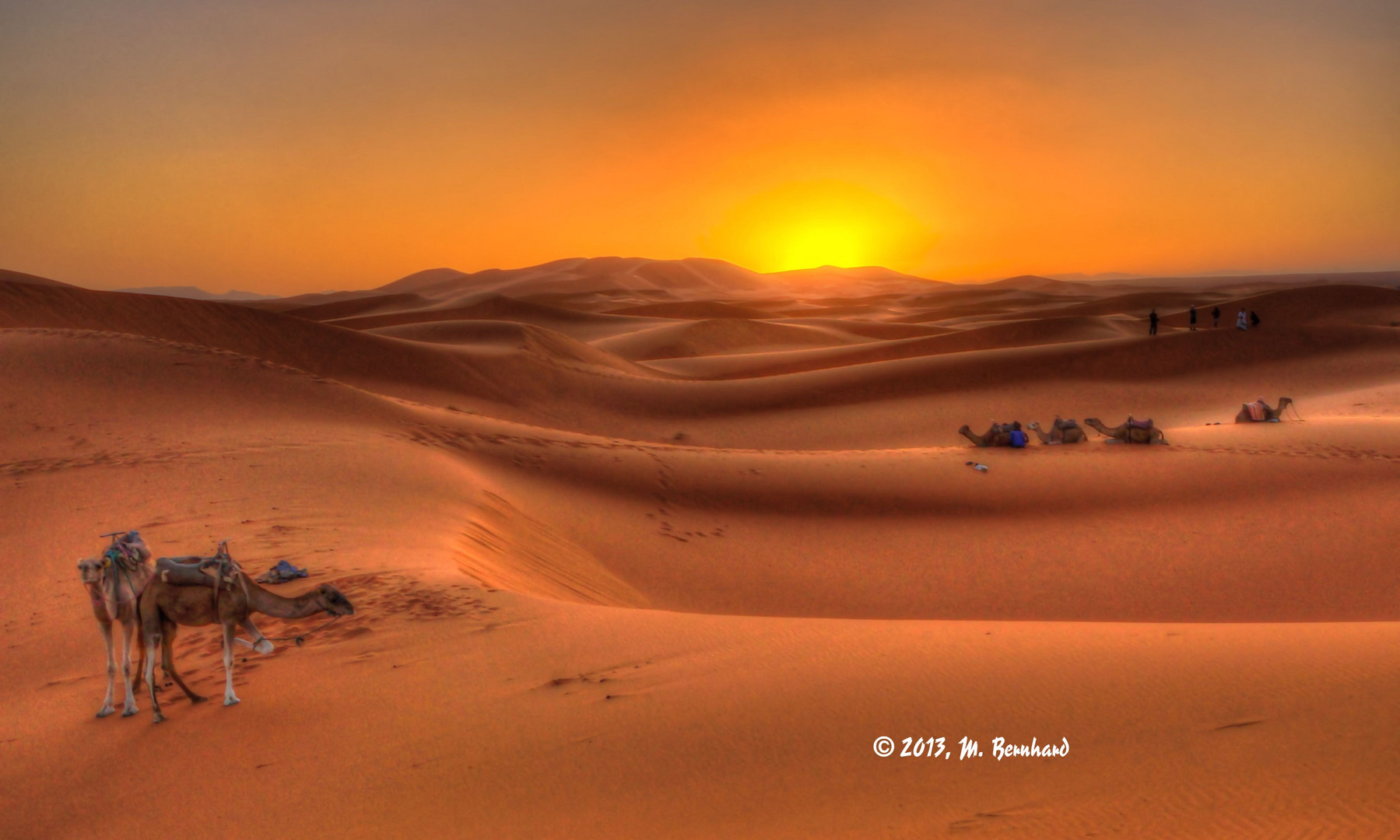 Kurz vor Sonnenuntergang im Erg-Chebbi, Marokko