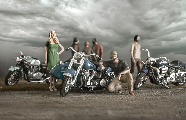 Kurze Rast auf Bikertour