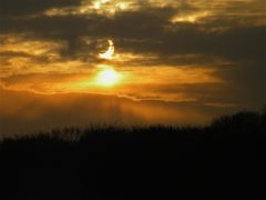 Kurzer Blick auf die partielle Sonnenfinsternis am 4. Januar 2011 in Hilden
