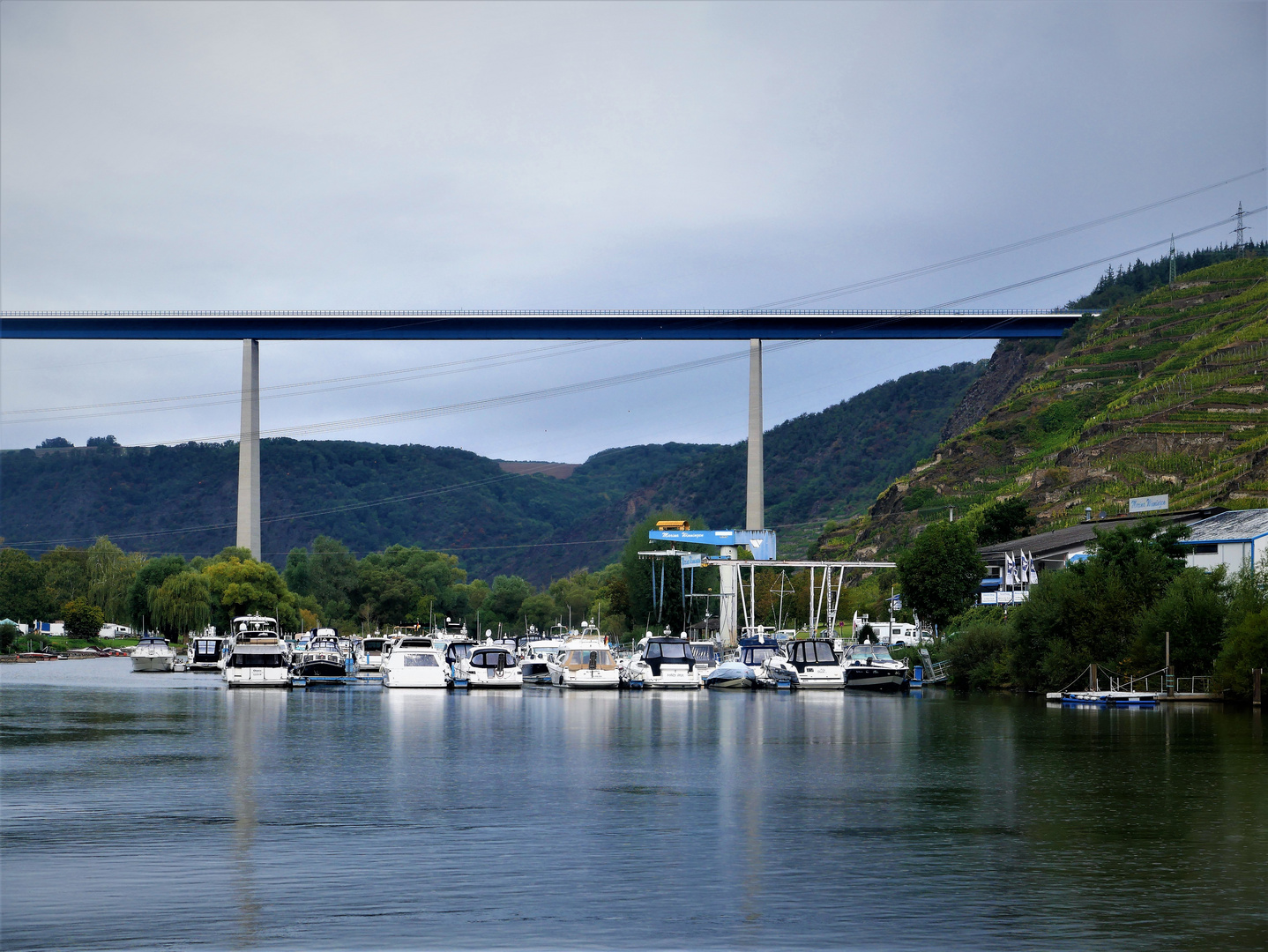 Kurzurlaub 2021 an der Mosel - Schiffsausflug nach Koblenz: Die Moseltalbrücke bei Winningen