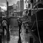 Kuss im Schatten der Elbphilharmonie