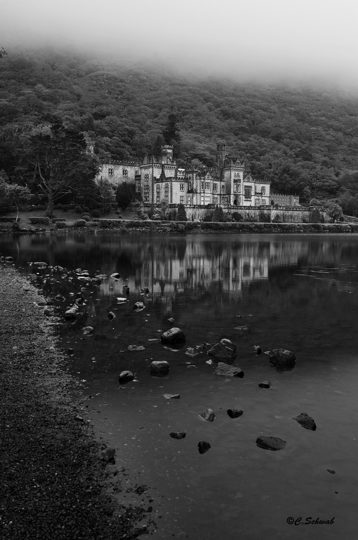 Kylemore Abbey b&w, Ireland