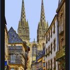 La cathédrale de Quimper depuis la rue Kéréon