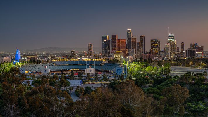 LA Downtown and Dodgers Stadium
