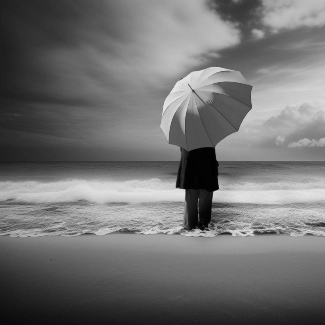 La femme au parapluie (157) ; ...... est dans la mer.....