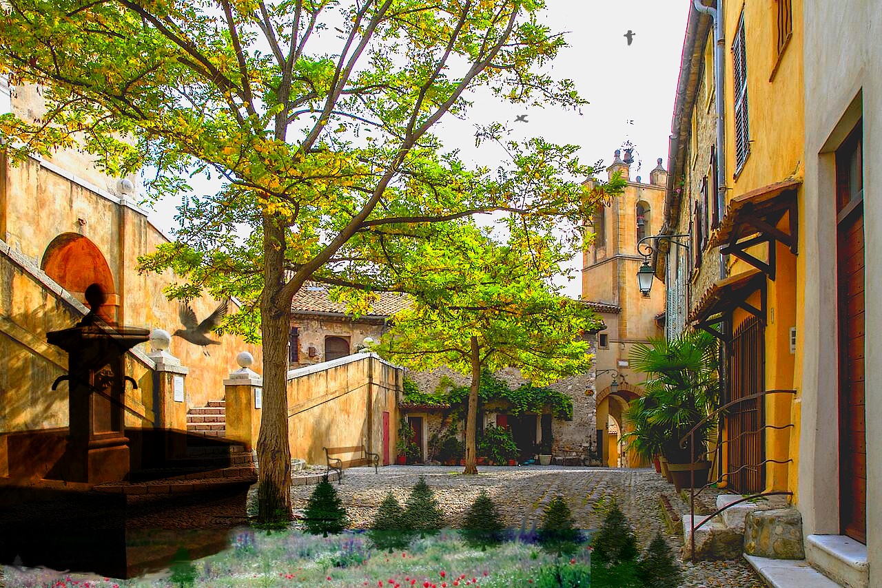 La Fontaine, place de l'eglise à  cagnes