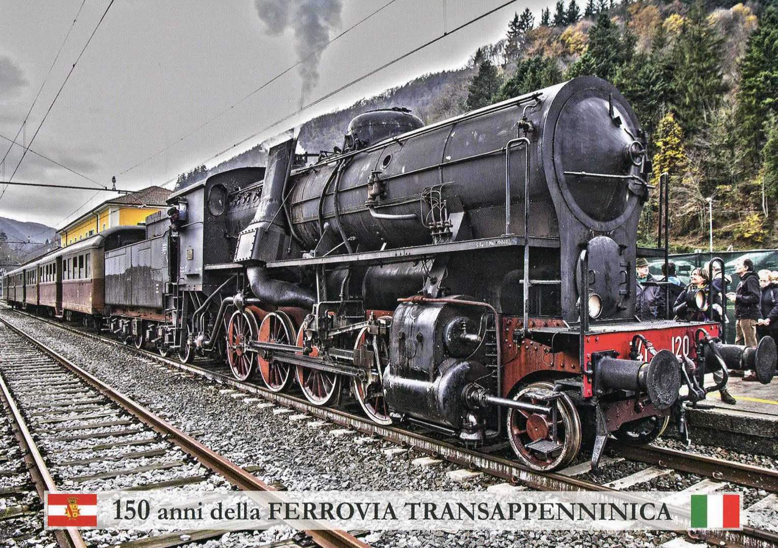 La locomotiva FS 741 .120 in arrivo alla Stazione Ferroviaria di Pracchia il 29 novembre 2014