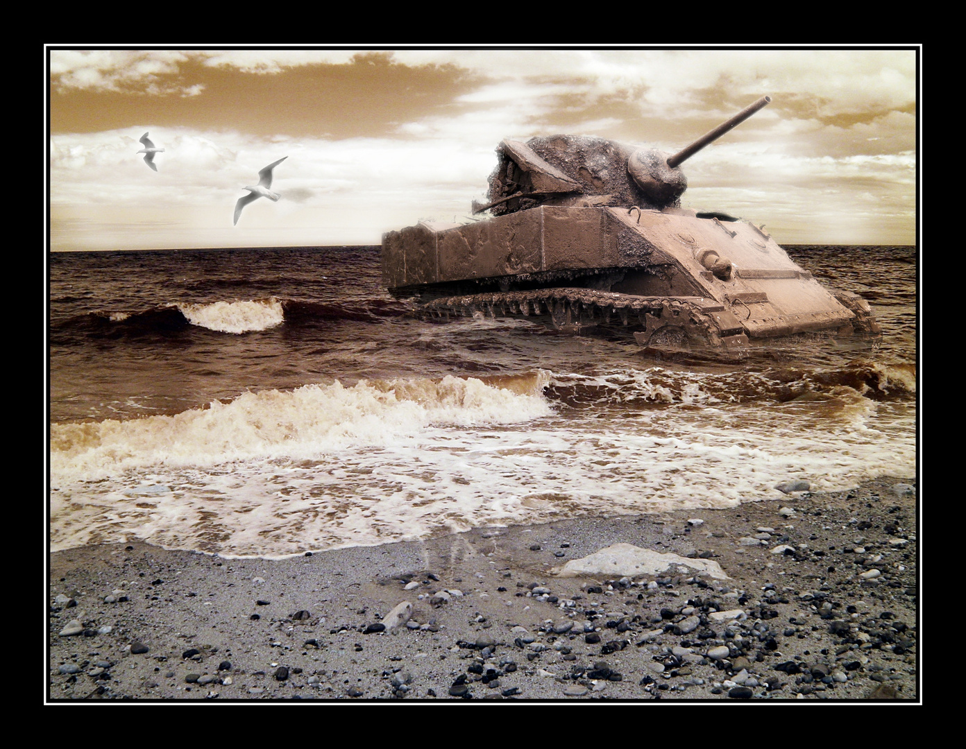 La mer et la Plage d'Omaha Beach