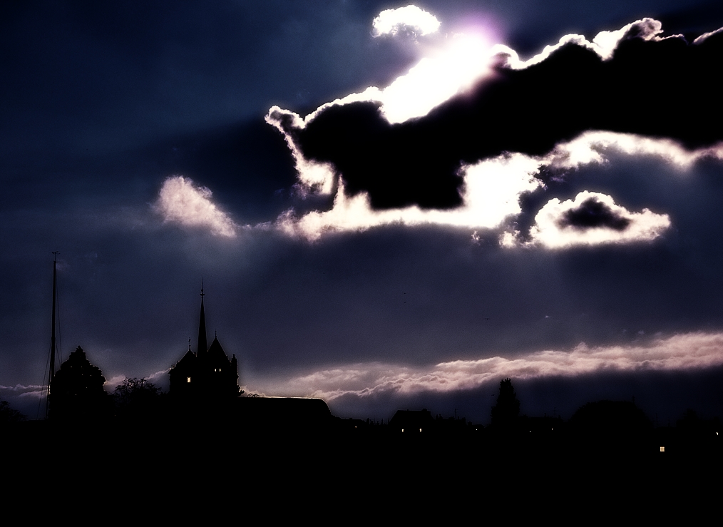 la nuit tombe sur Genève