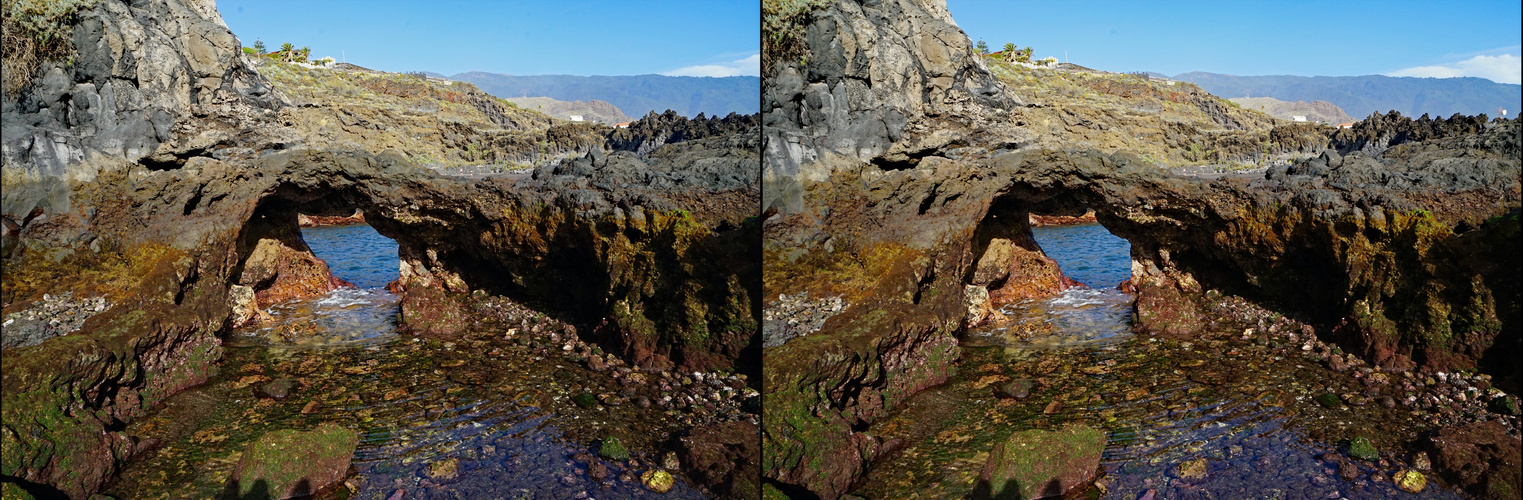 La Palma  Los Cancajos Strand mit Felsbucht (3D-X-View)