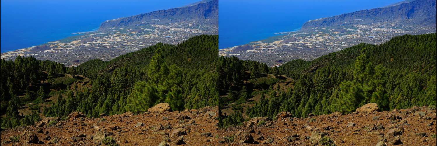 La Palma Süd-Vulkantour Blick in das Aridanetal (3D-X-View)