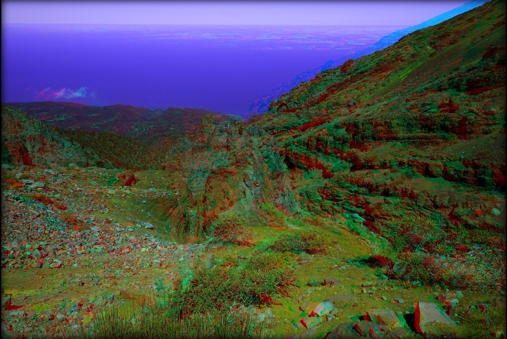 La Palma vom Roque de Los Muchachos Meerblick (3D-ANA Cha)