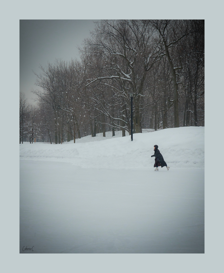 La patineuse au long manteau photo et image les saisons, hiver