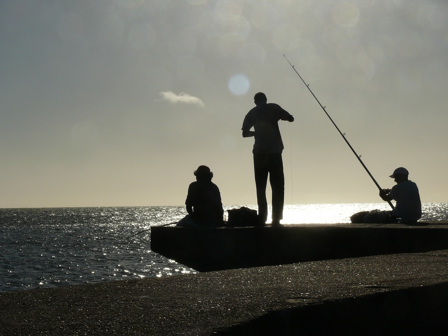 La pesca y el atardecer