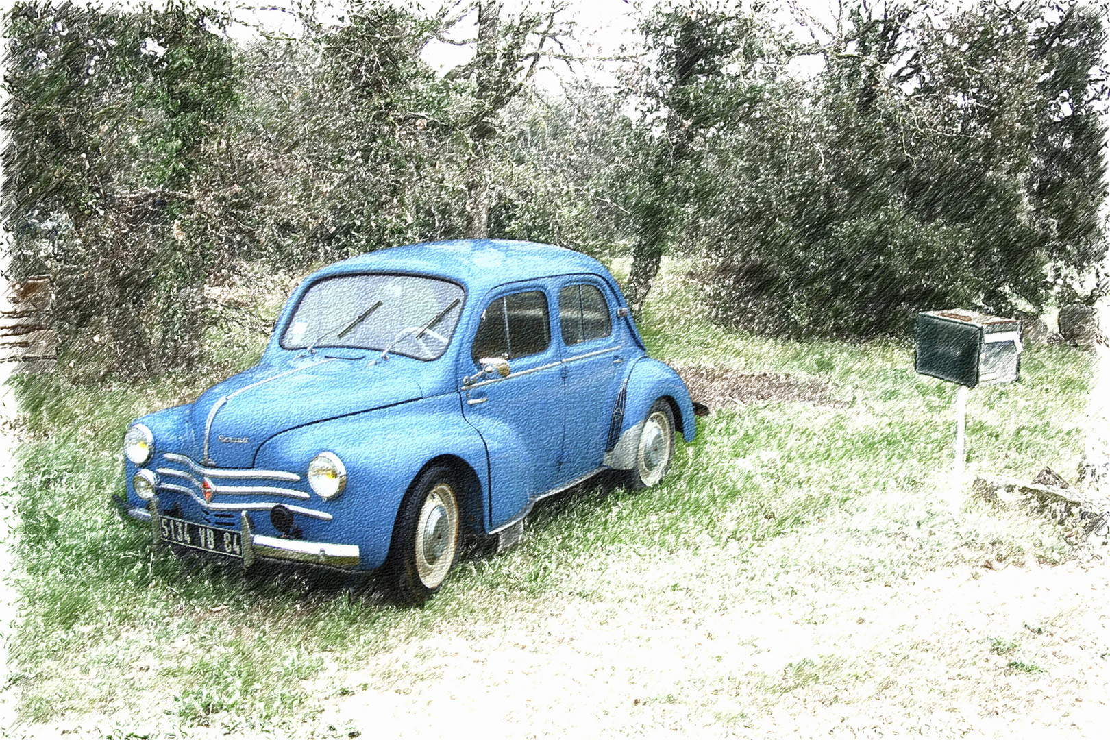 La petite voiture bleue ...