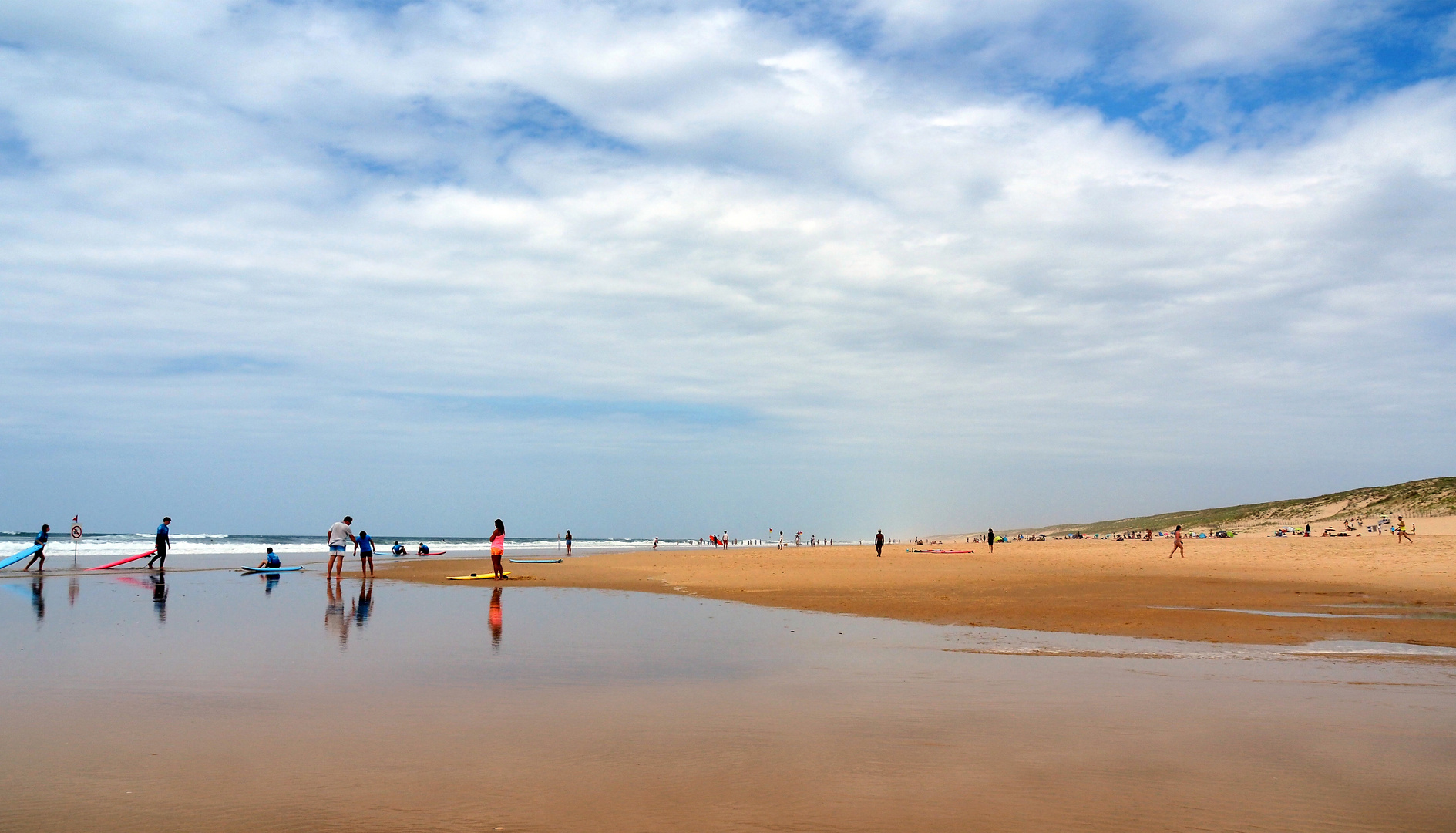 La plage de Mimizan Lespecier à marée basse