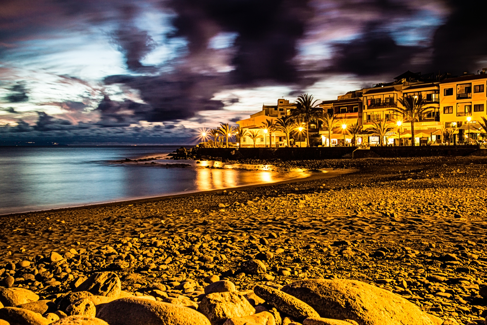 La Playa at night