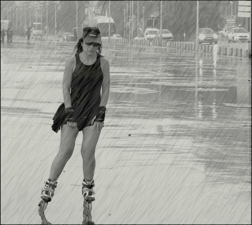 La pluie du matin ... n'arrête pas les patins !