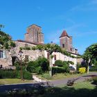 La Romieu (Gers) - Vue sur le village de l’extérieur des remparts