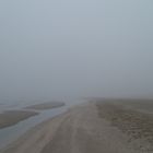 La spiaggia immersa nella nebbia