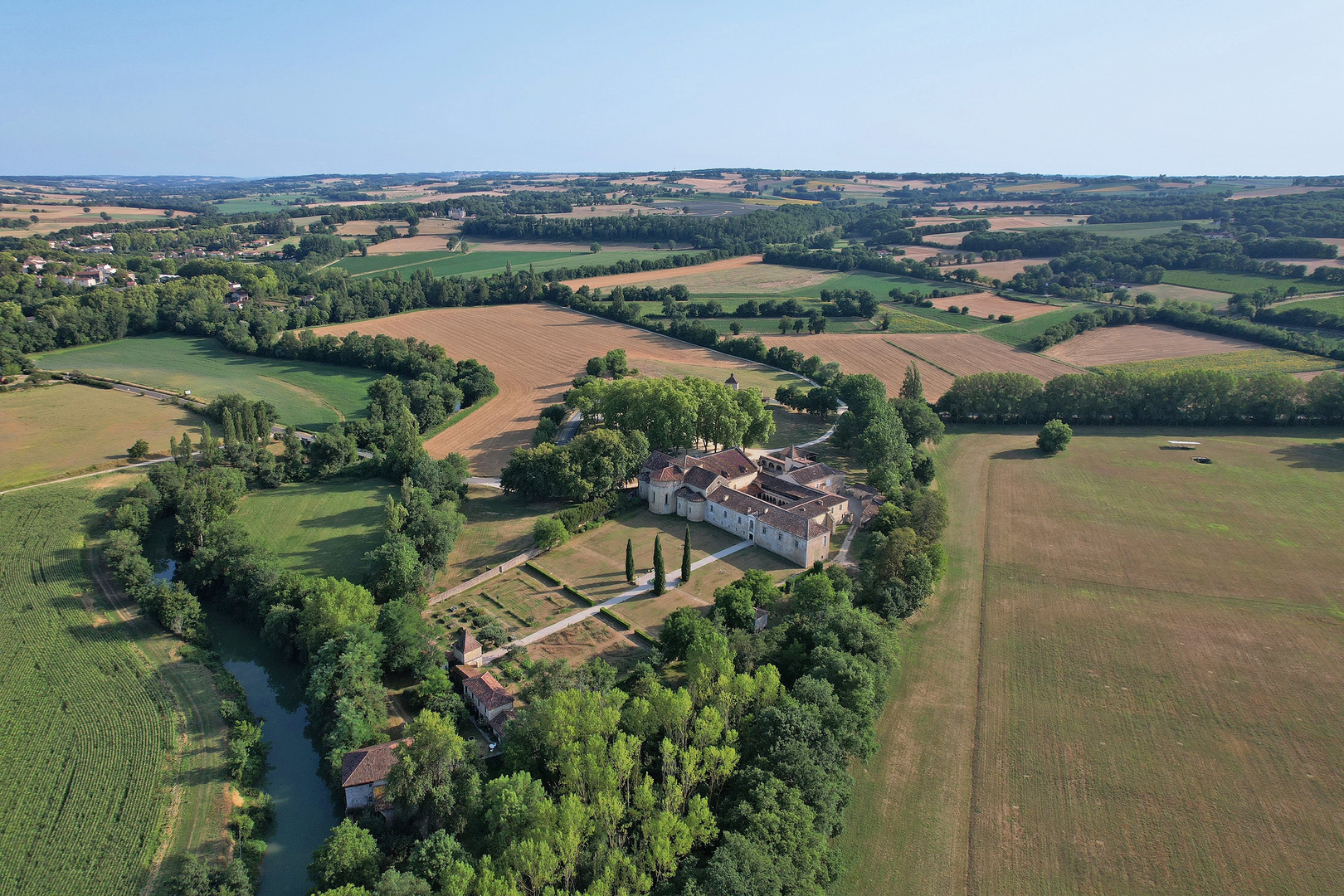 L'Abbaye de Flaran (XIIème) vue du ciel