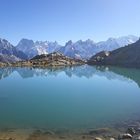 Lac Blanc face aux Aiguilles Rouges, massif du Mont Blanc, Haute Savoie 